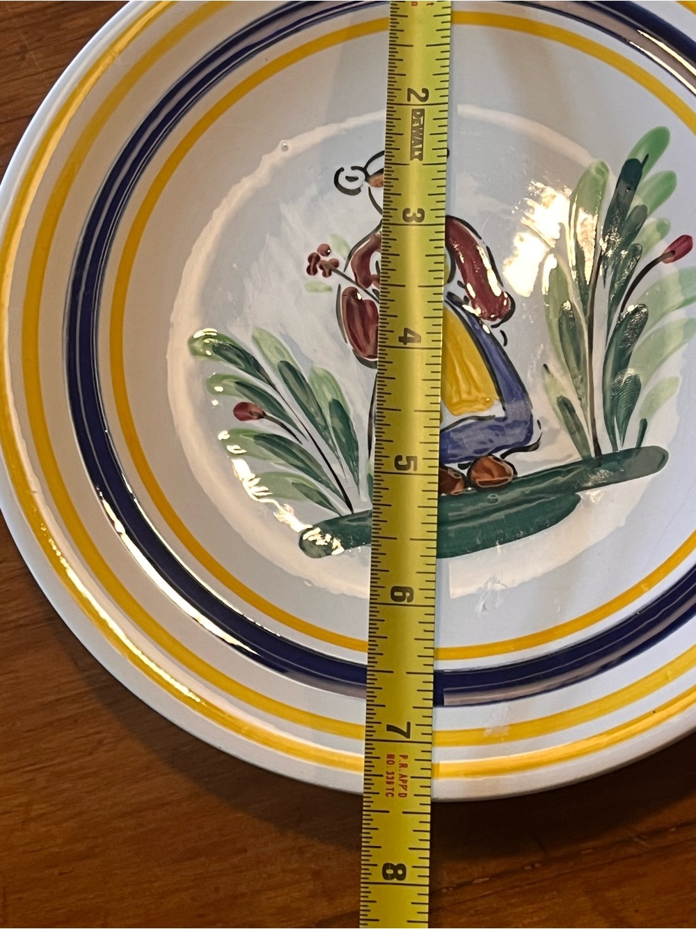 Vintage Pair MBFA Pornic Faience Bretton French Handpainted Plates x2 - Picture 3 of 4